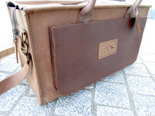 Ladies Classic Leather Handbag Brown - Contrast