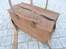 Ladies Classic Leather Handbag Brown - Contrast