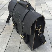 Leather Briefcase, Messenger Bag - Black